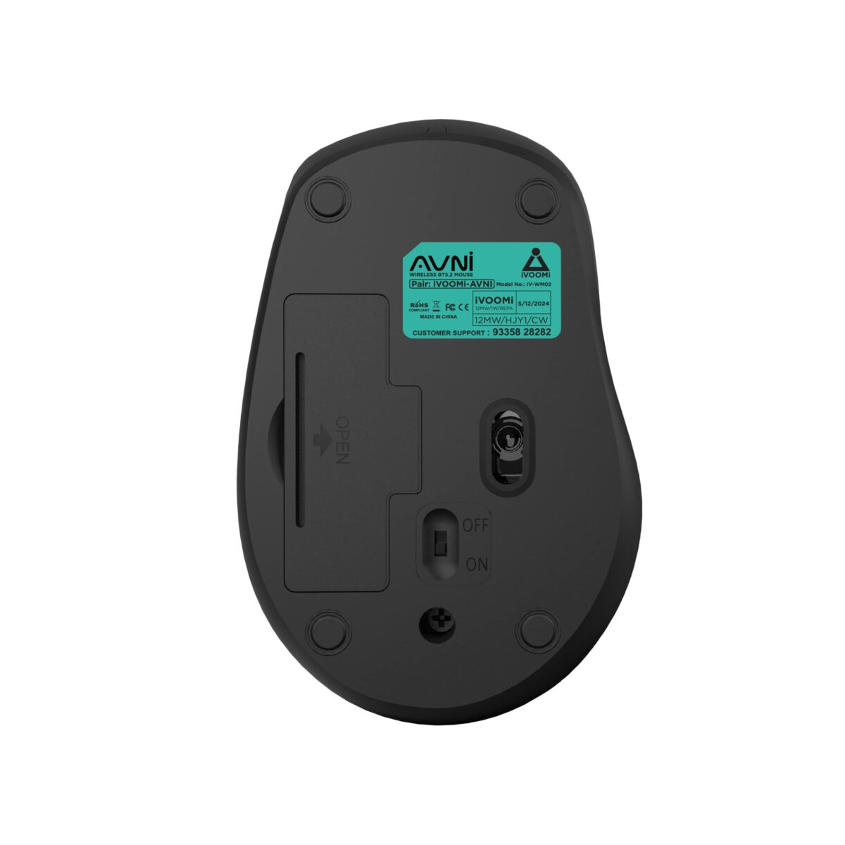 iVOOMi Avni wireless Mouse | BT5.0 | 1600 DPI | range 15 meter | On/Off switch | Longer working time | Win/ iOS/ Linux/Android | Trasparent Design| 1 Year Warranty - Image 2