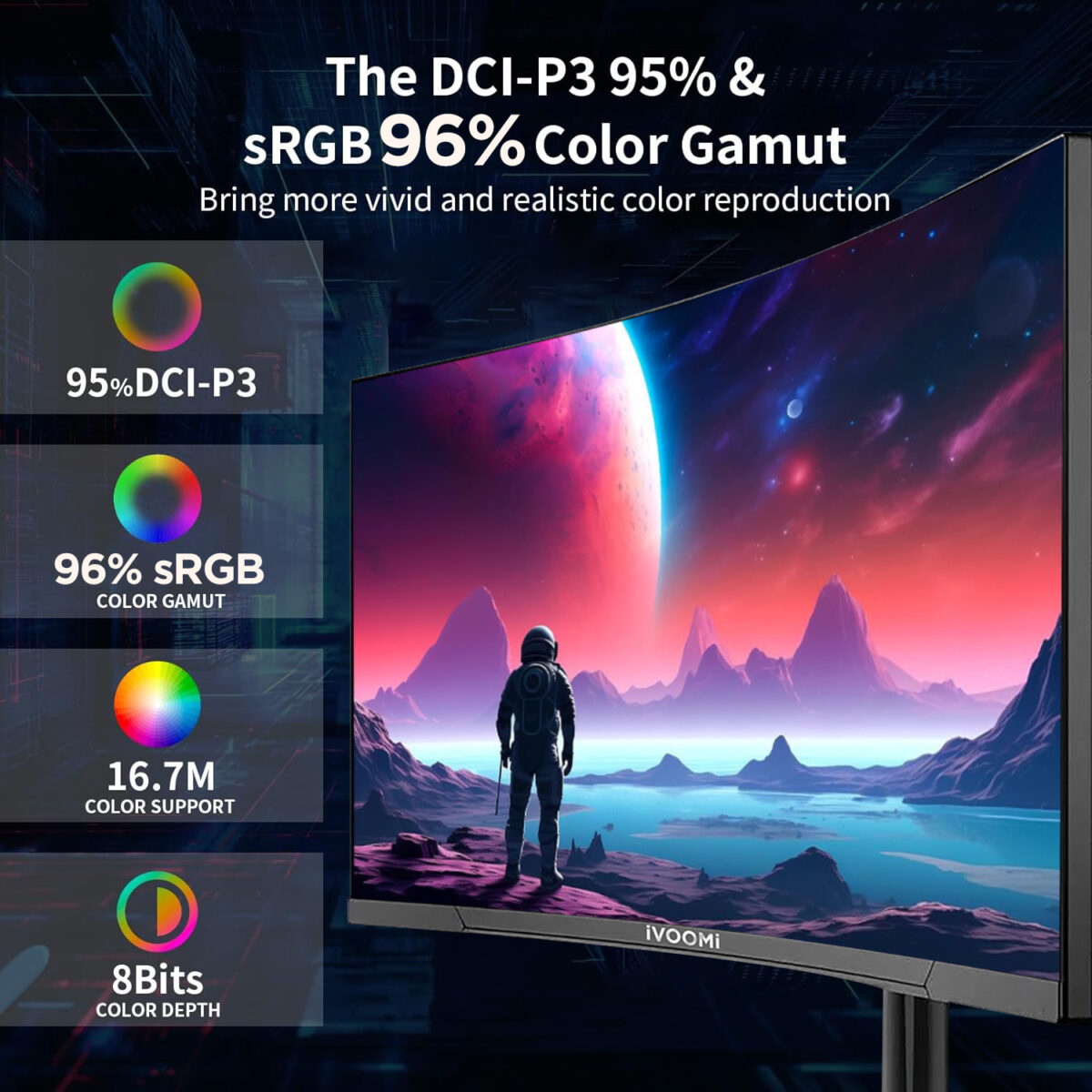 34-Inch Frameless Ultra Wide Curved Monitor (Black, 165Hz) - Image 3