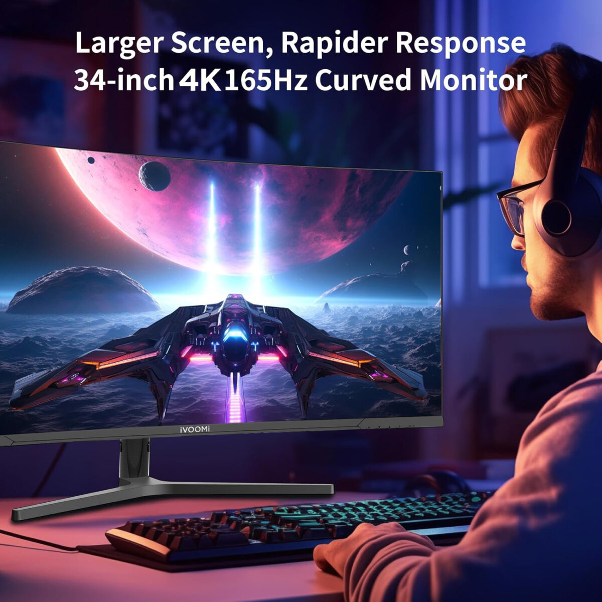 34-Inch Frameless Ultra Wide Curved Monitor (Black, 165Hz) - Image 6