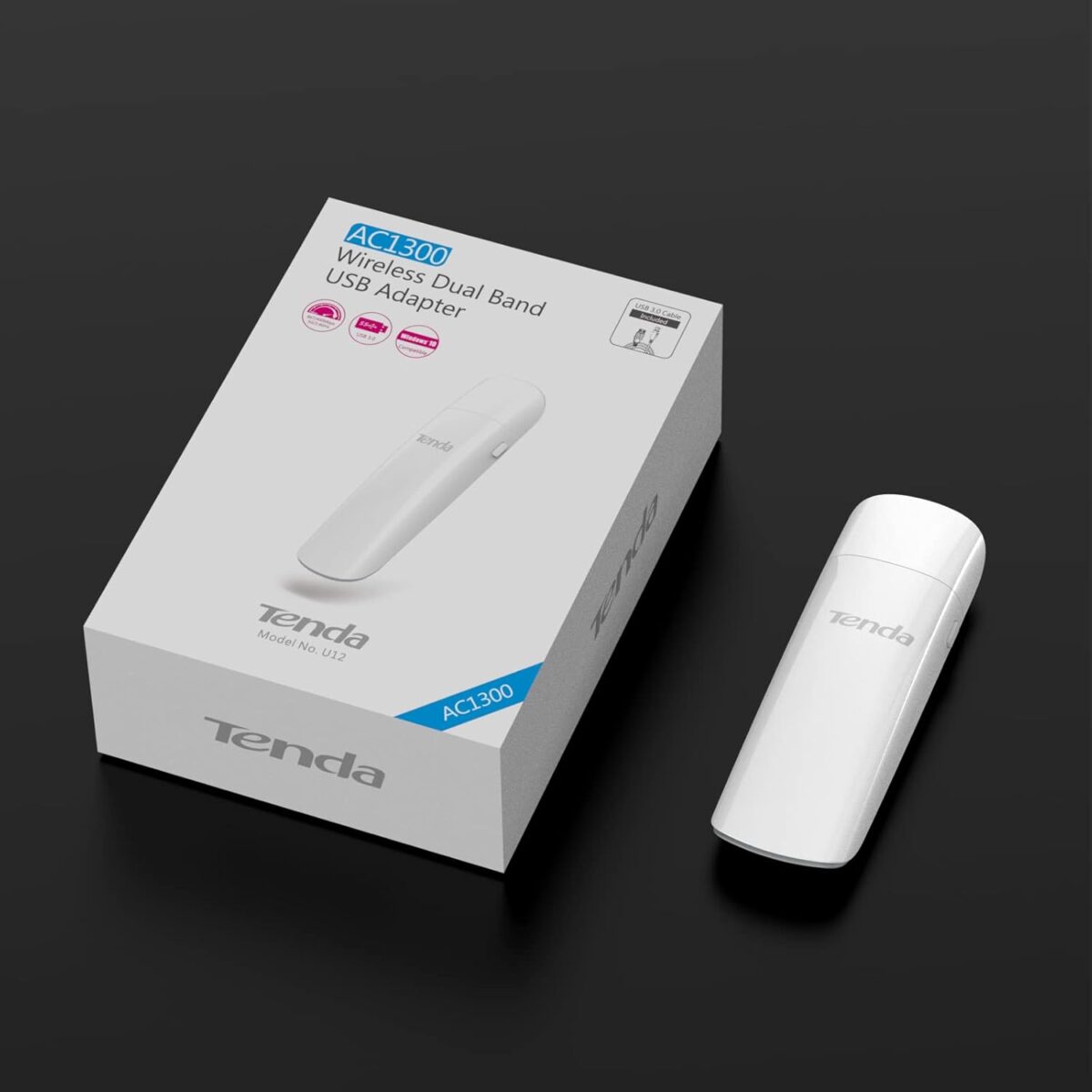 Tenda U12 AC1300 Dual-Band Wireless Wi-Fi USB 3.0 Adapter, 256-QAM - Image 2
