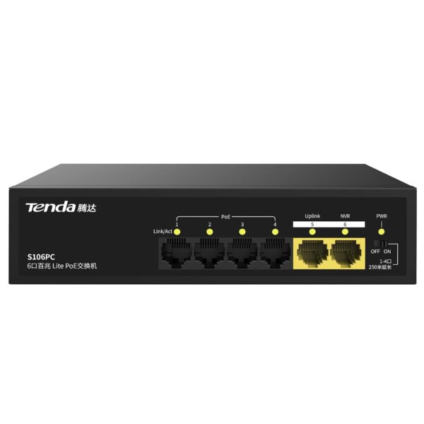 Tenda S106PC 6-Port 100M Lite PoE Switch with 4-Port PoE