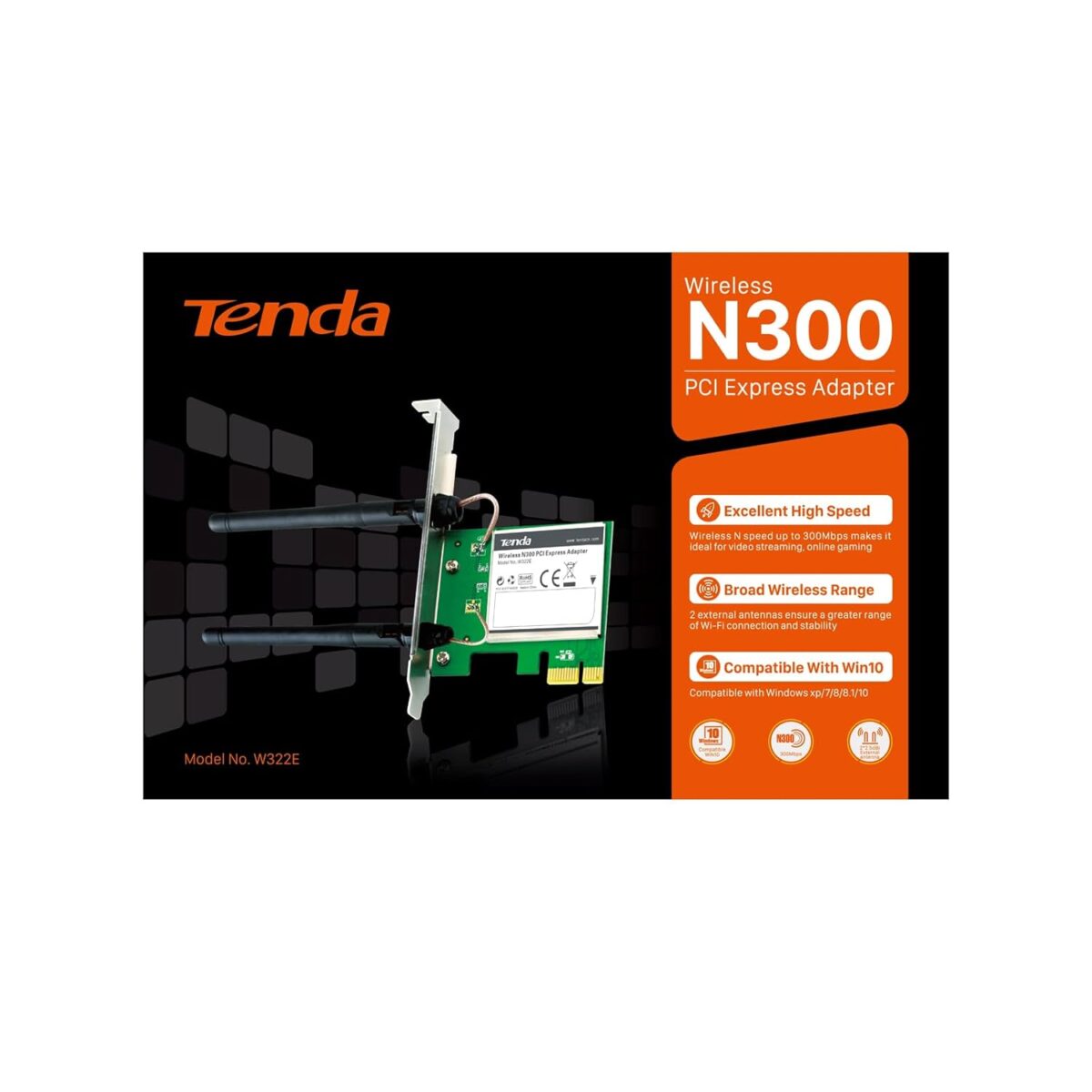 Tenda W322E 300Mbps Wireless N300 PCI Express Adapter - Image 8