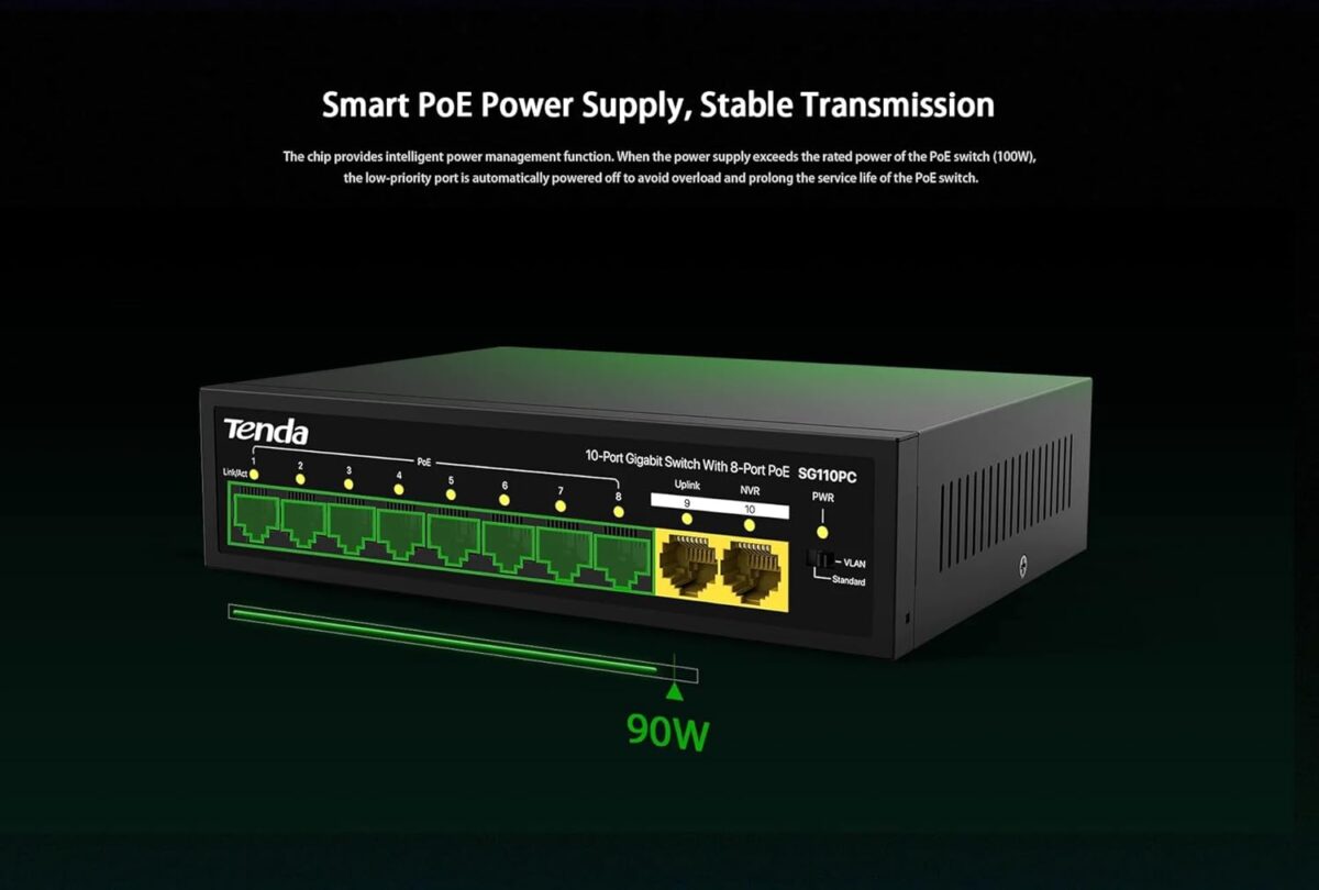 Tenda SG110PC 10-Port Gigabit Lite PoE Switch with 8-Port PoE - Image 6