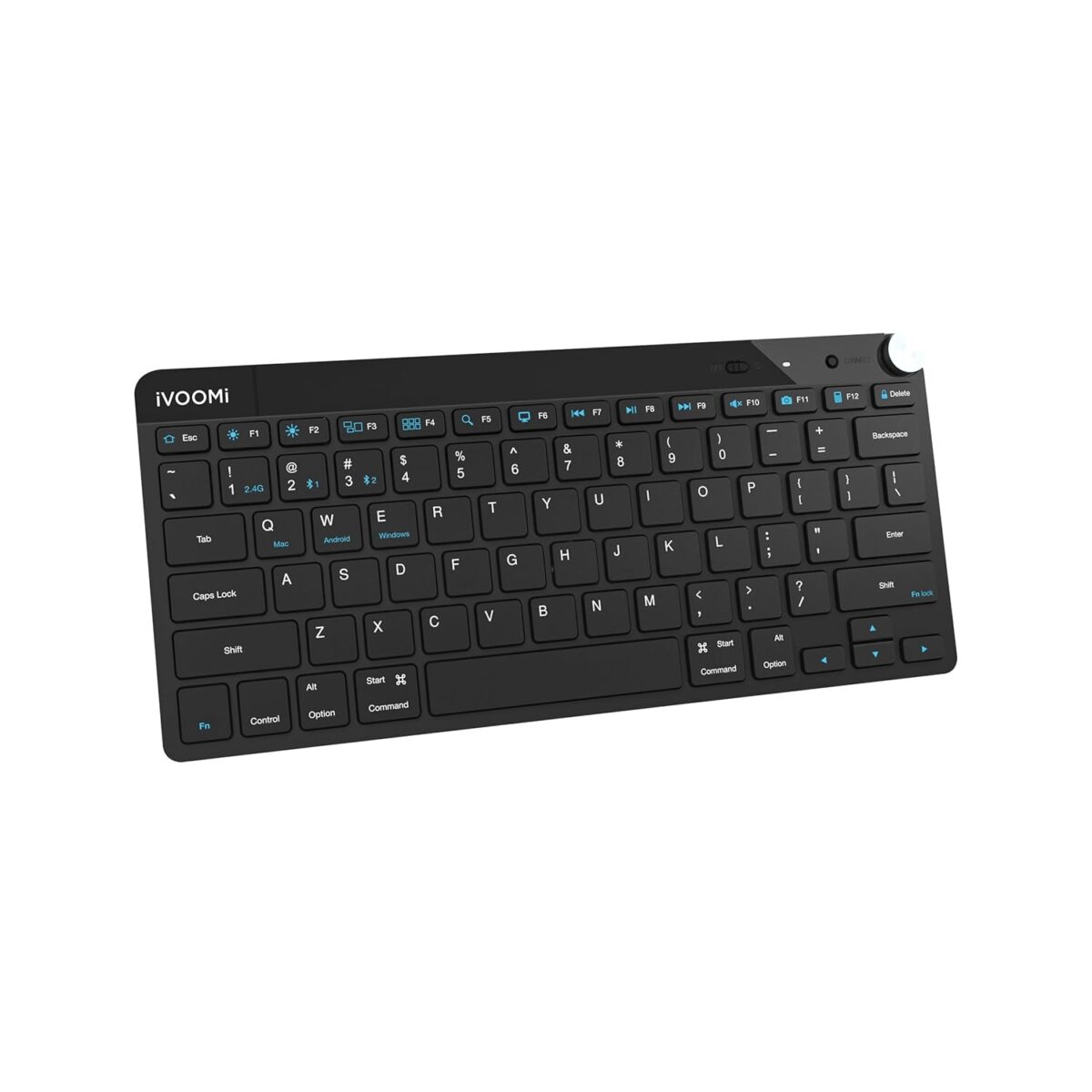 iVOOMi Finn Black Wireless 2.4 ghz/Dual BT Keyboard, BIS Approved, Noiseless Switches, Multimedia Keys with Rupees Key and Volume Knob, on/Off Switch, Win/Mac/Linux/Android - 1 Year Warranty - Image 3