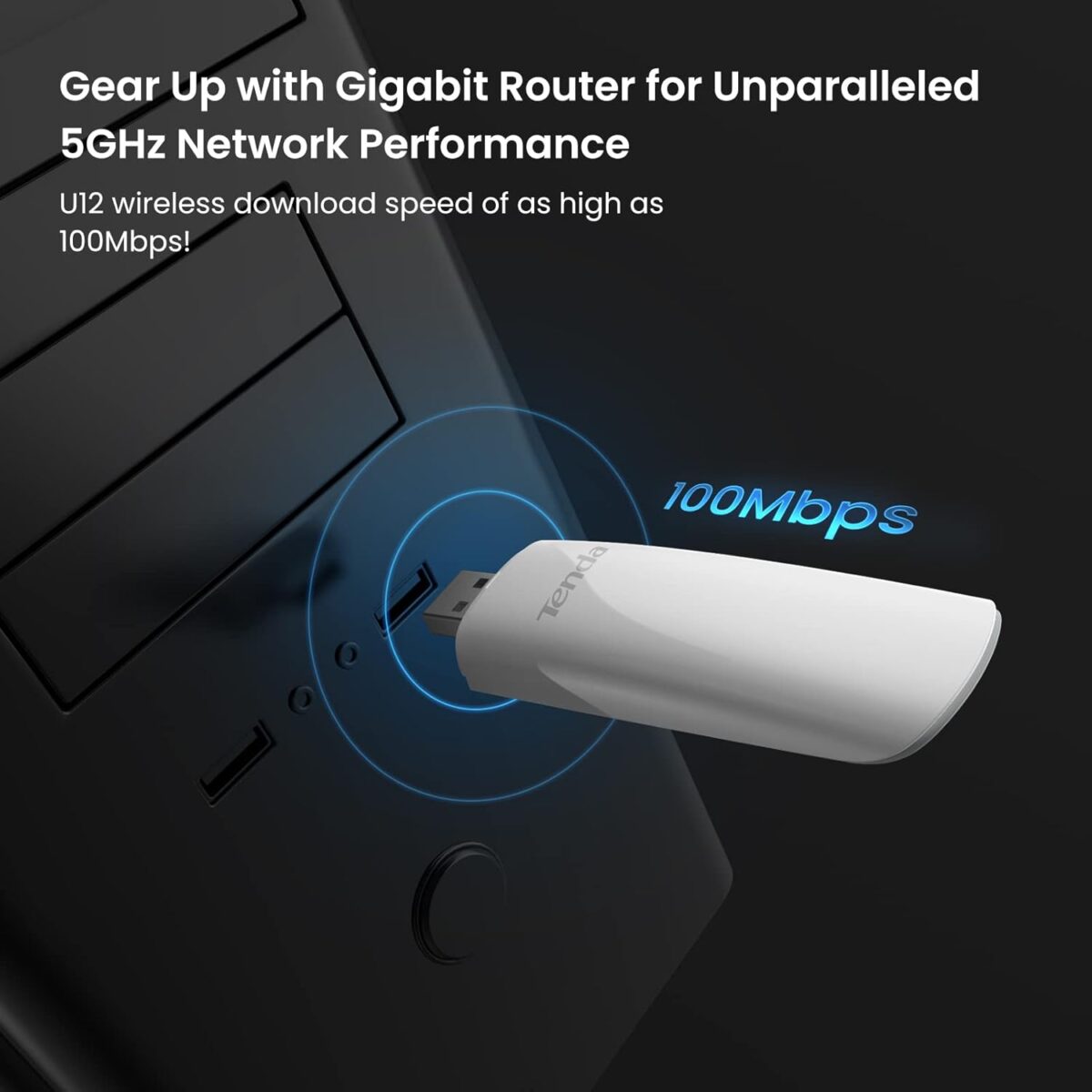 Tenda U12 AC1300 Dual-Band Wireless Wi-Fi USB 3.0 Adapter, 256-QAM - Image 4