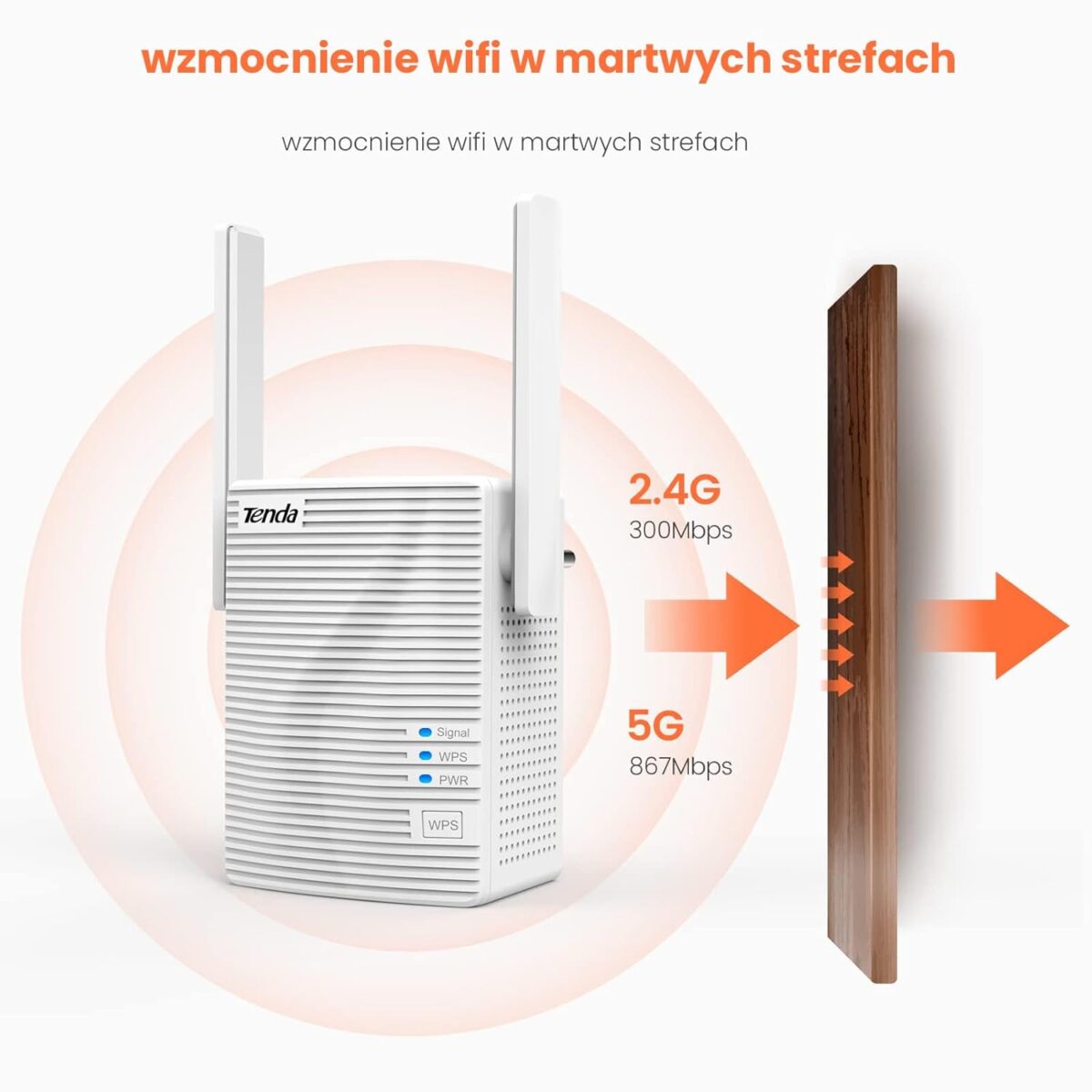 Tenda A18 AC1200 Gigabit WiFi Range Extender/Repeater/Booster/Hotspot with 100 Mbps LAN Port, Dual Band 2.4GHz 300Mbps+5GHz 867Mbps - Image 3