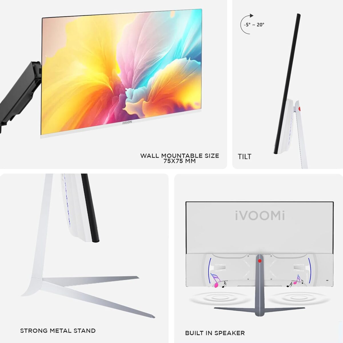 iVOOMi 24" (59.9 cm) Ultra Slim Flat FHD Monitor for PC with 75Hz Refresh Rate ( IV-L2702HD ) - Image 2