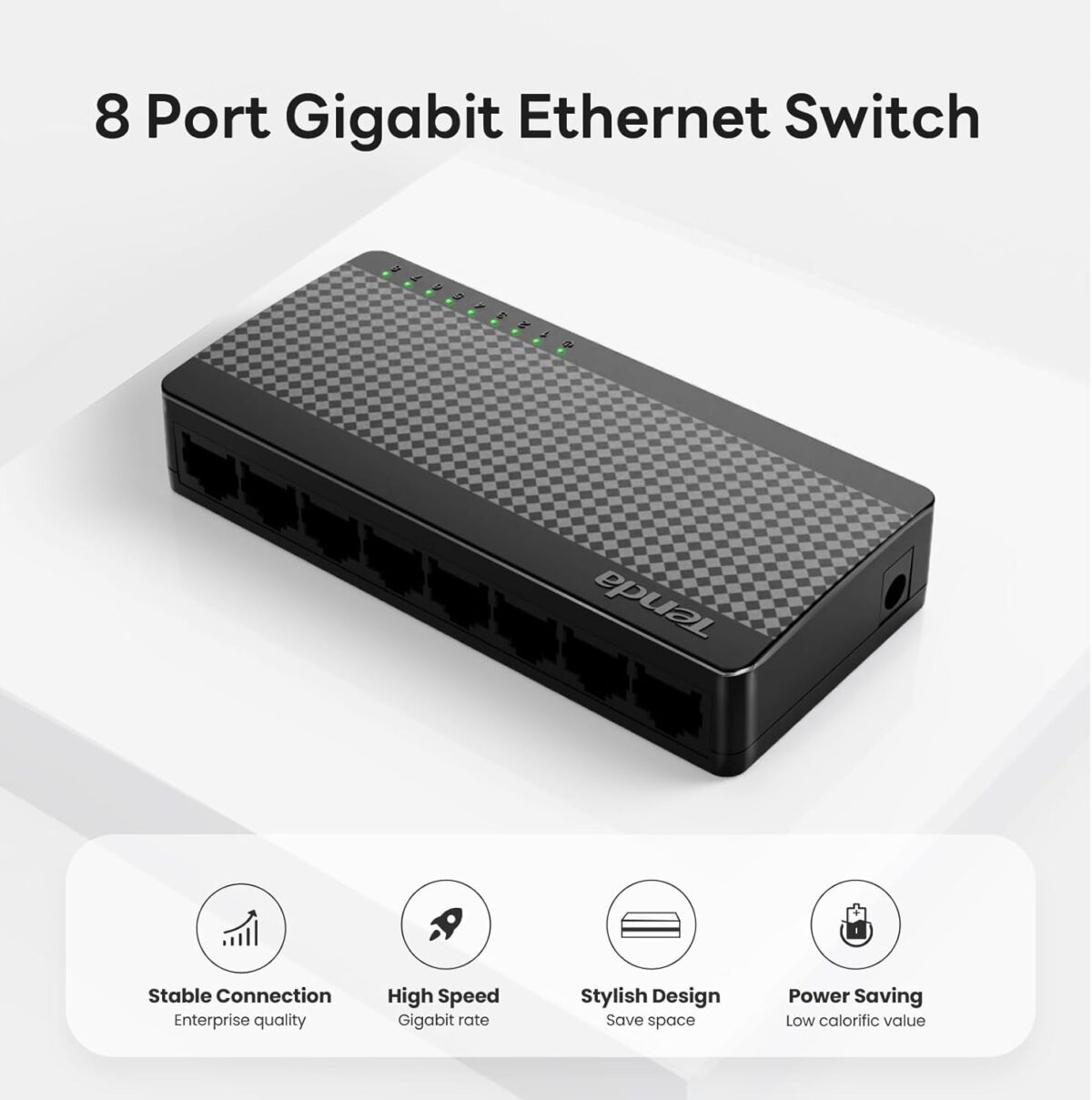 Tenda SG108M, 8 Port Gigabit Switch, Unmanaged Home Ethernet Switch, Office Ethernet Splitter - Image 3