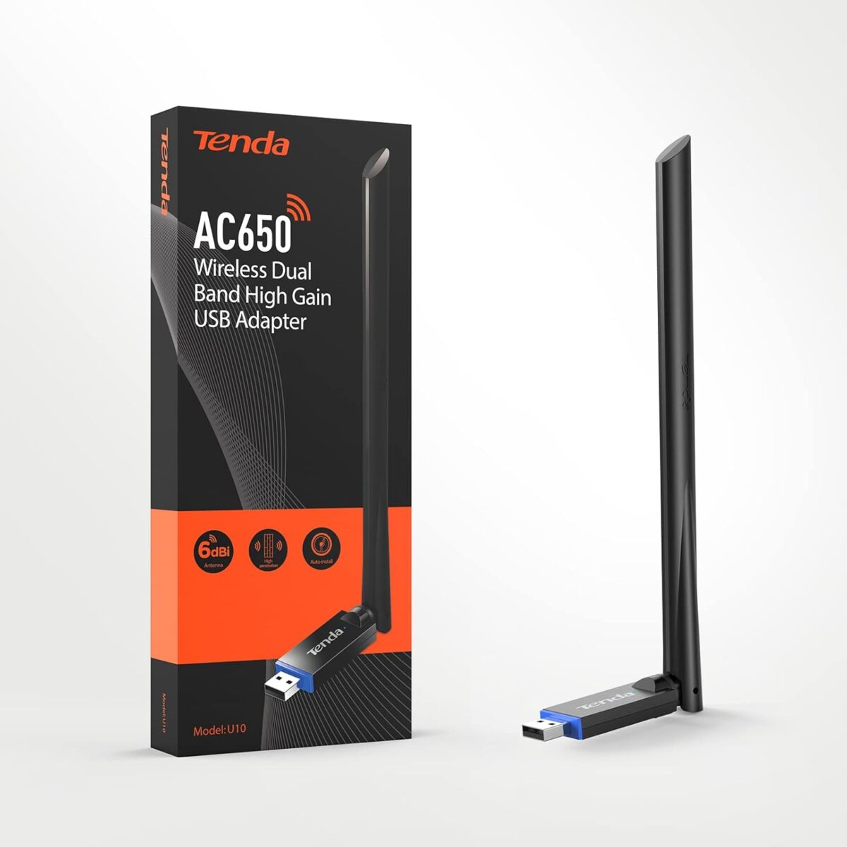 Tenda U10 AC650Mbps Dual-Band WiFi Dongle, Wireless USB Adapter, 433Mbps (5GHz) + 200Mbps (2.4GHz), 6dBi Internal Antenna, MU-MIMO, Soft AP Mode - Image 3