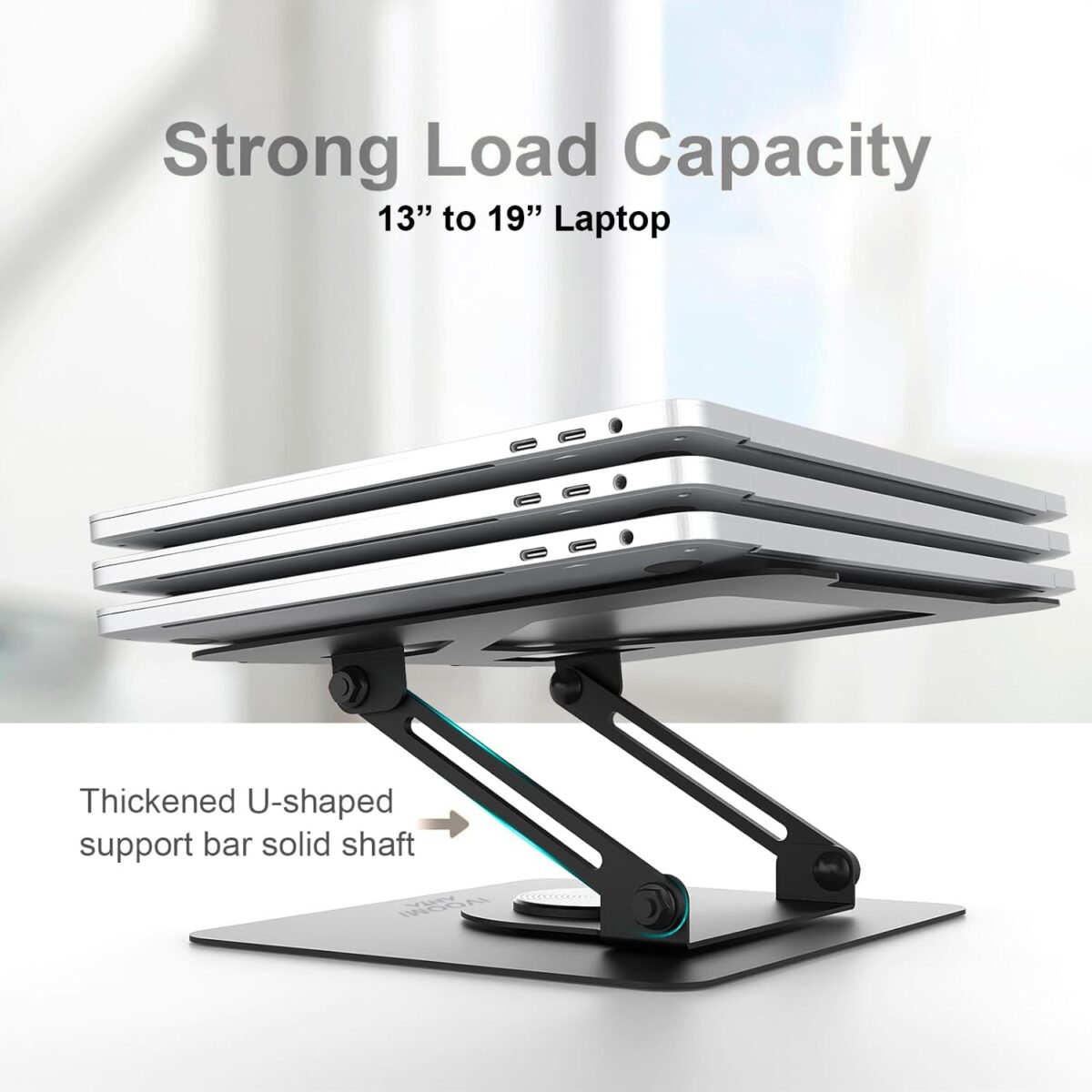iVOOMi ANTA Foldable & Portable Laptop Riser Stand Made with Metal and 360 Degree Rotation Base, Promote Better Posture, Heat Vent Area, 10 to 19 Inches Laptop, Wrench Included for Easy Setup - Image 2