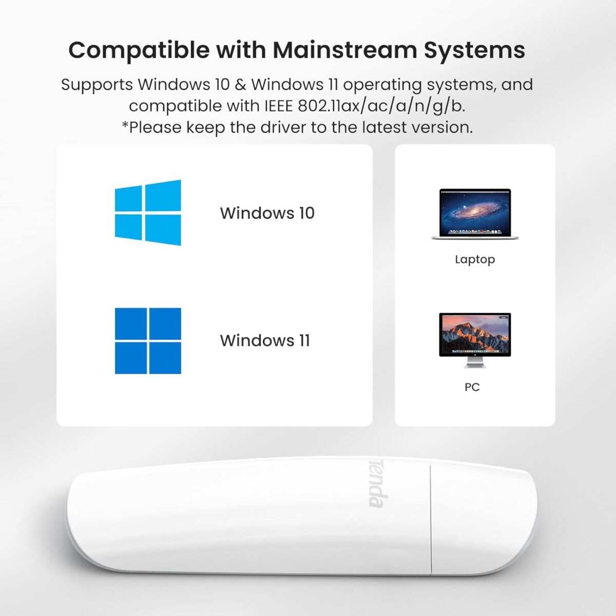 Tenda U18 AX1800 Wi-Fi 6 Dual Band USB 3.0 Wireless Adapter for PC Laptop Desktop - Image 2