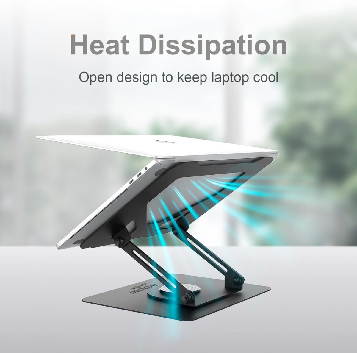 iVOOMi ANTA Foldable & Portable Laptop Riser Stand Made with Metal and 360 Degree Rotation Base, Promote Better Posture, Heat Vent Area, 10 to 19 Inches Laptop, Wrench Included for Easy Setup - Image 5