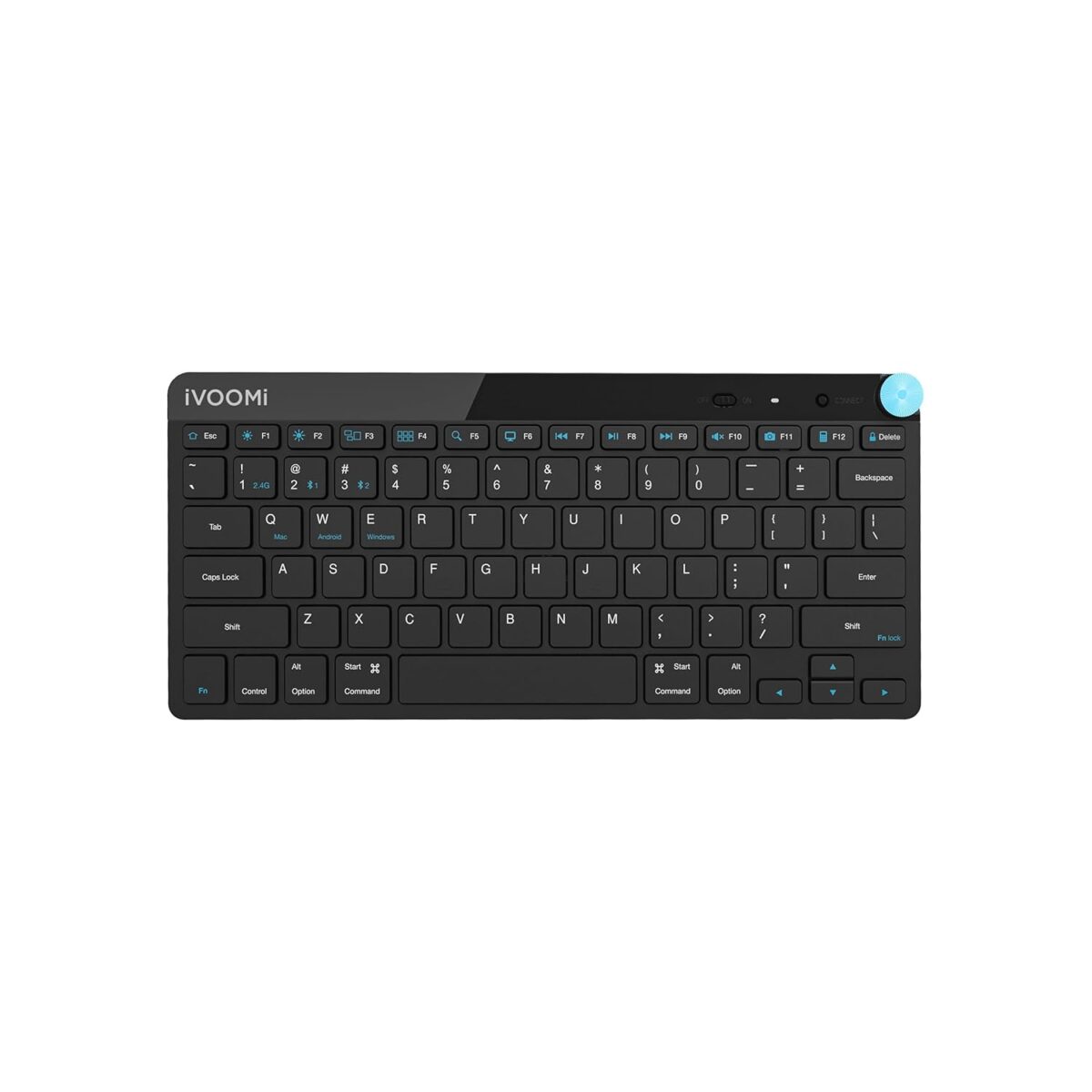 iVOOMi Finn Black Wireless 2.4 ghz/Dual BT Keyboard, BIS Approved, Noiseless Switches, Multimedia Keys with Rupees Key and Volume Knob, on/Off Switch, Win/Mac/Linux/Android - 1 Year Warranty - Image 4