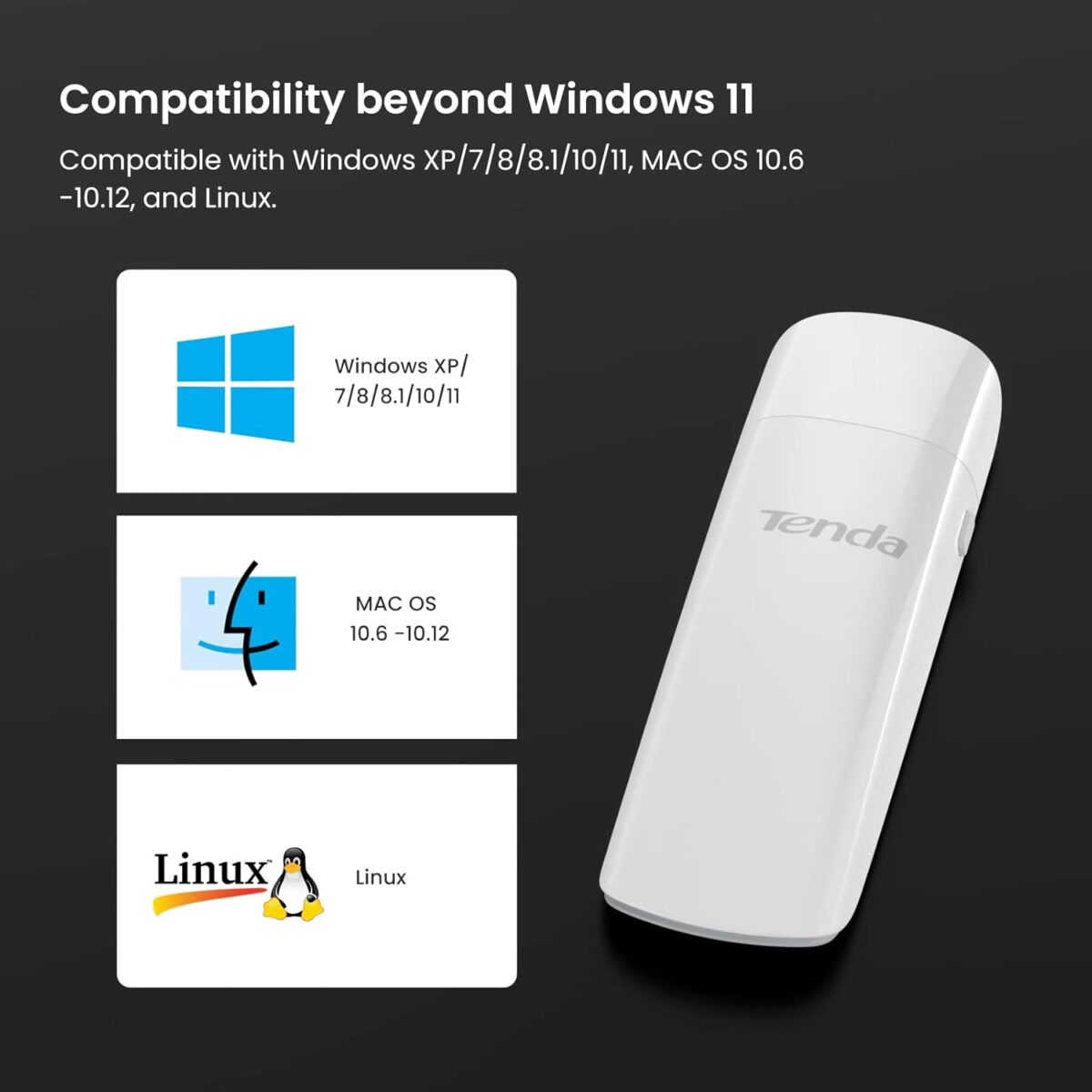 Tenda U12 AC1300 Dual-Band Wireless Wi-Fi USB 3.0 Adapter, 256-QAM - Image 8