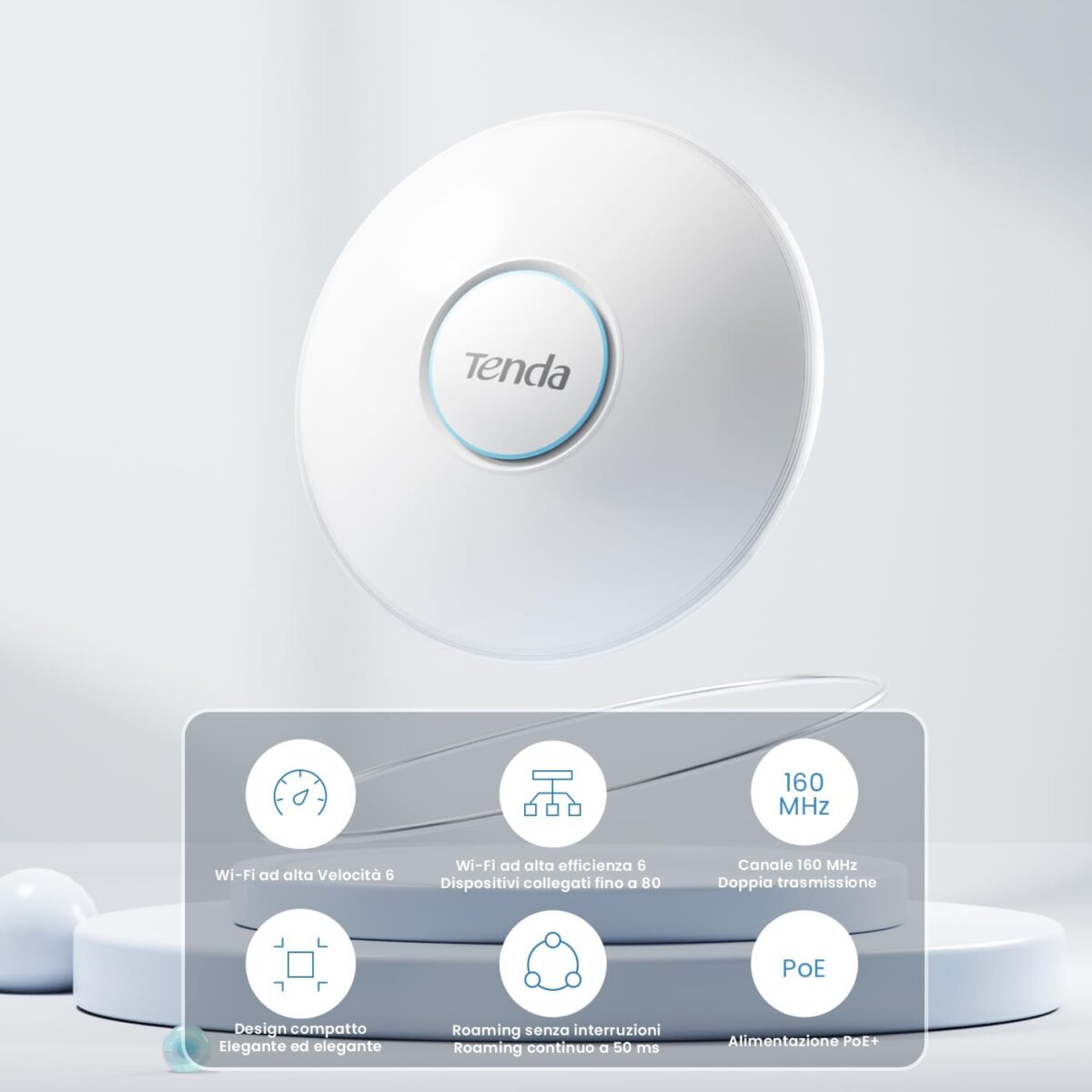 Tenda I27 WiFi 6 AX3000 Dual Band Access Point, Supports PoE Standard 802.3at, Ceiling Mount, Roaming - Image 3
