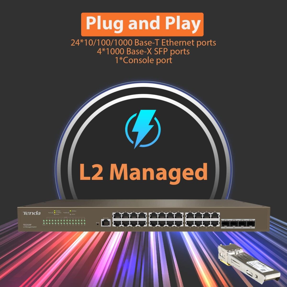 Tenda TEG3328F 28-Port L2+ Gigabit Smart Managed Switch | 24 Port GE, 4 x 1G SFP with 1 x Console Port - Image 6