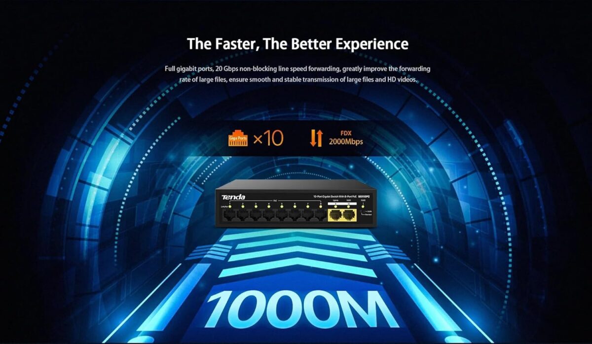 Tenda SG110PC 10-Port Gigabit Lite PoE Switch with 8-Port PoE - Image 2