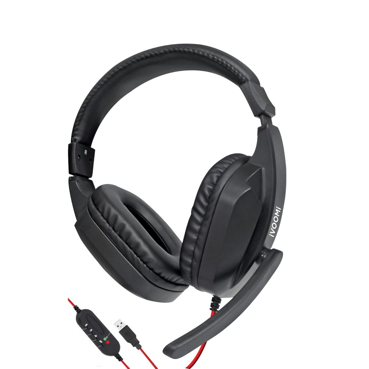iVOOMi Bloat Premium Wired Gaming On Ear Headphone with Soft Leatherette Ear Cups and Adjustable Headband, 40mm Drivers, 180 cm Cable, with Mic, USB Connector - Image 3