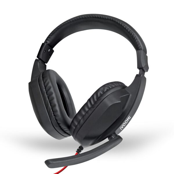 iVOOMi Bloat Premium Wired Gaming On Ear Headphone with Soft Leatherette Ear Cups and Adjustable Headband, 40mm Drivers, 180 cm Cable, with Mic, USB Connector