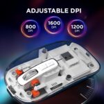 iVOOMi Opaque White Rechargeable Wireless Mouse, Dual Mode (2.4GHz+BT), Dual Bluetooth, Silent Operation, Transparent Body, RGB, Battery Indicator, Compatible with Win/Mac/Linux/Android - Image 6
