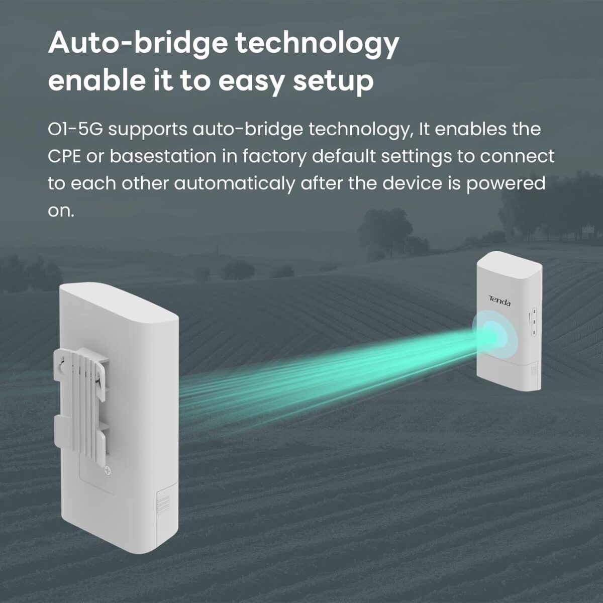 Tenda O1-5G Outdoor CPE Pre-Configured 2-Pack, Wireless Bridges, 5.8GHz, 867Mbps, Point-to-Point Wi-Fi, 1KM Long Range - Image 3