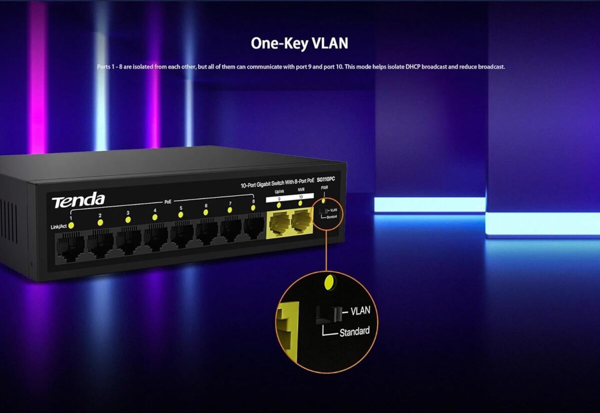 Tenda SG110PC 10-Port Gigabit Lite PoE Switch with 8-Port PoE - Image 5