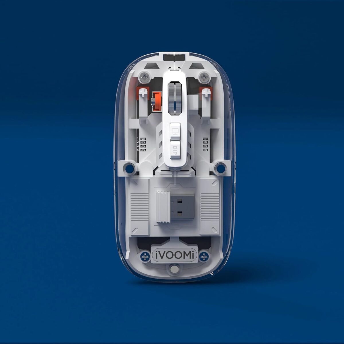 iVOOMi Opaque White Rechargeable Wireless Mouse, Dual Mode (2.4GHz+BT), Dual Bluetooth, Silent Operation, Transparent Body, RGB, Battery Indicator, Compatible with Win/Mac/Linux/Android - Image 5