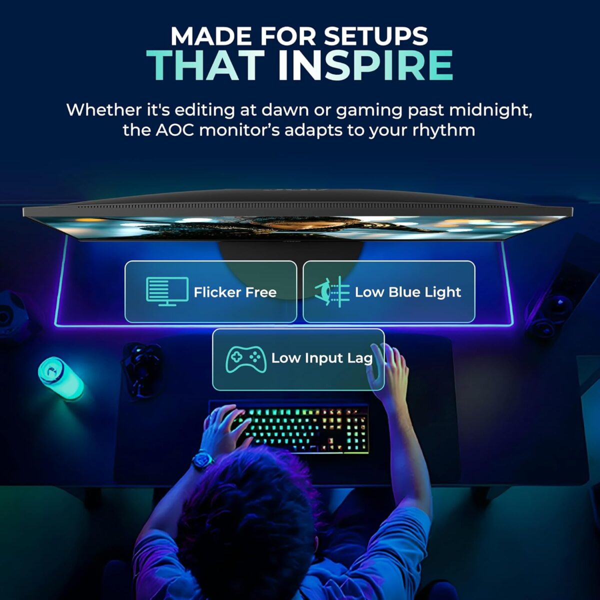 AOC Q27B3S2 Gaming Monitor 27 inch 2560 x 1440 Quad HD IPS Panel - Image 4