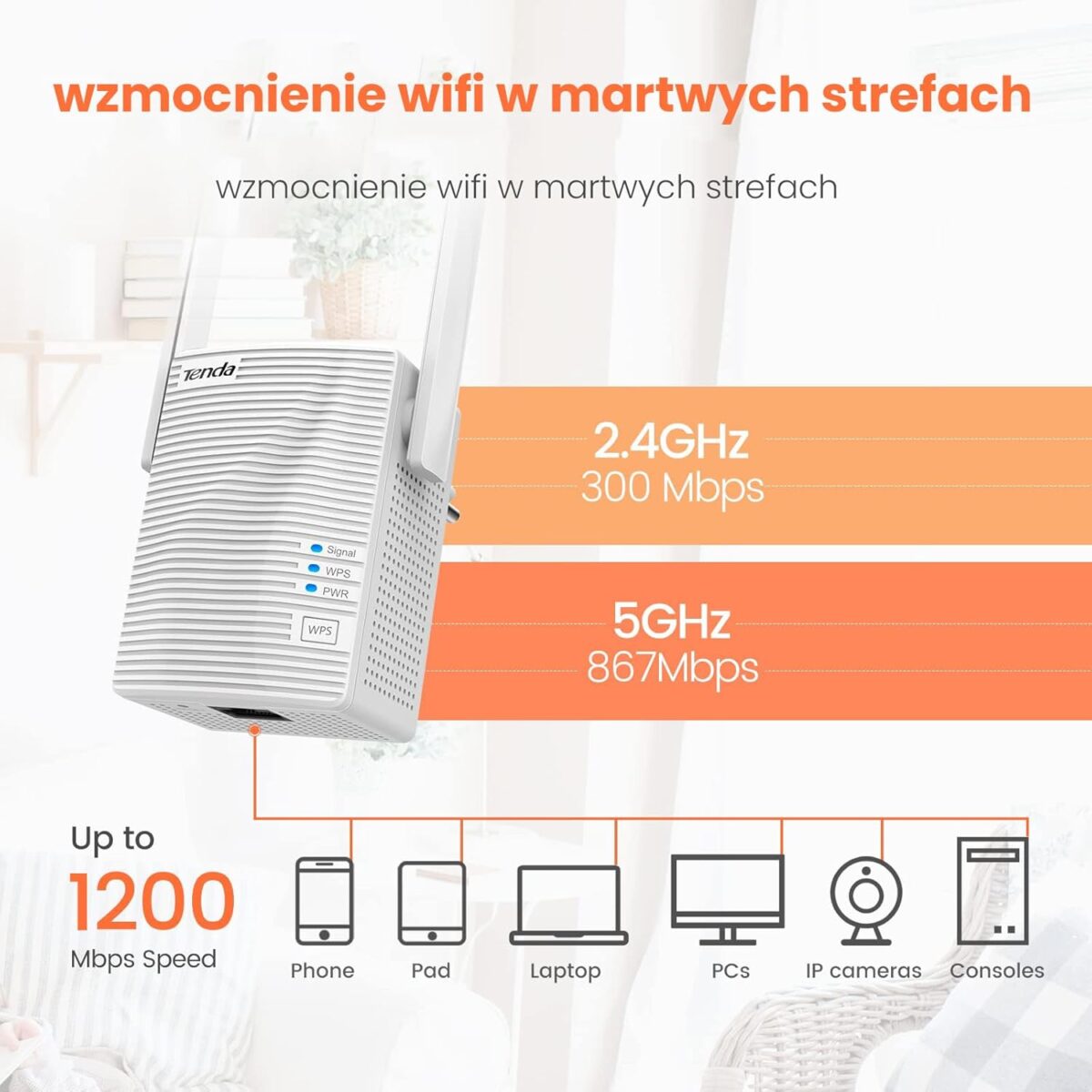 Tenda A18 AC1200 Gigabit WiFi Range Extender/Repeater/Booster/Hotspot with 100 Mbps LAN Port, Dual Band 2.4GHz 300Mbps+5GHz 867Mbps - Image 7