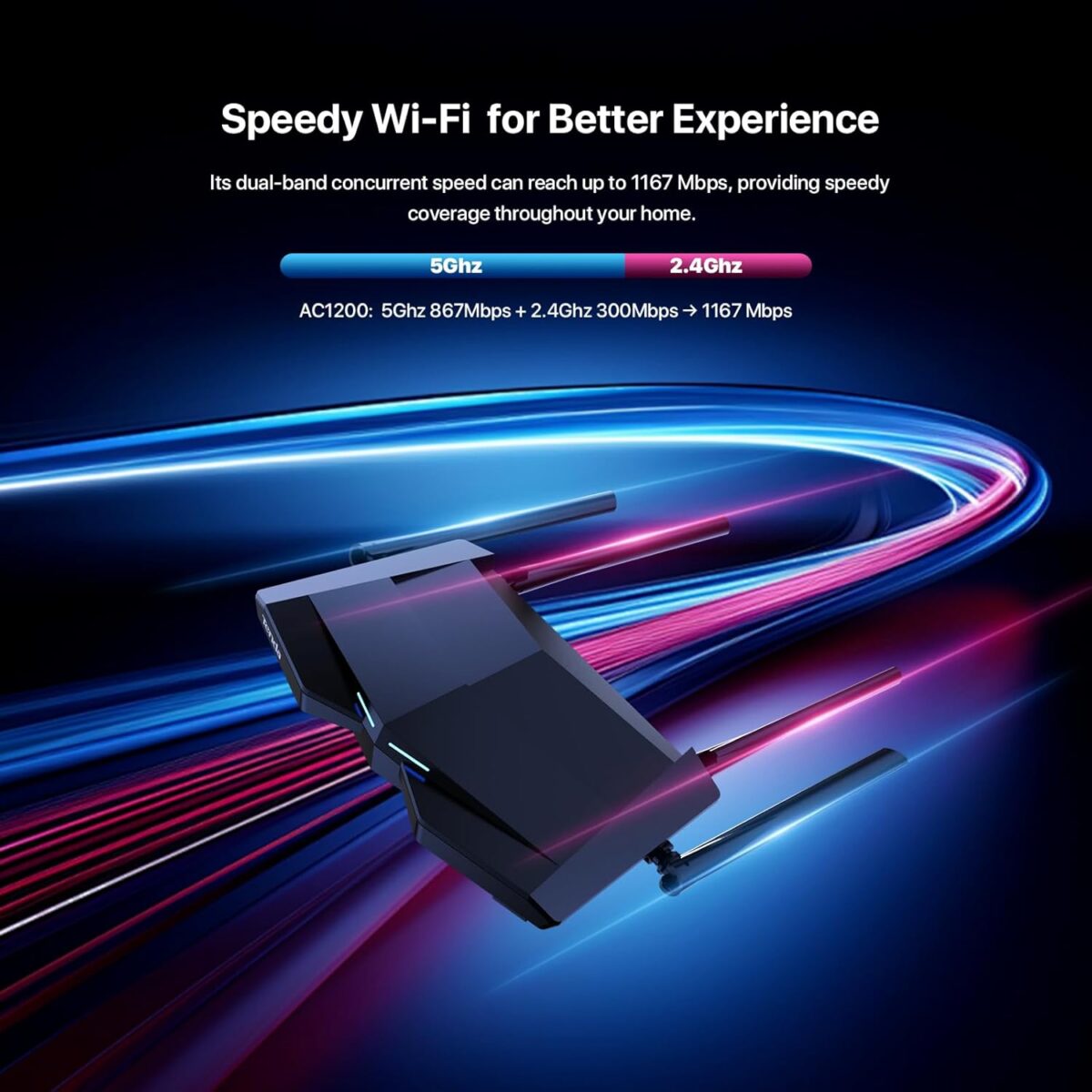 Tenda AC10 AC1200 Wireless Smart Dual-Band Gigabit WiFi Router, MU-MIMO, 4 Gigabit Ports - Image 2