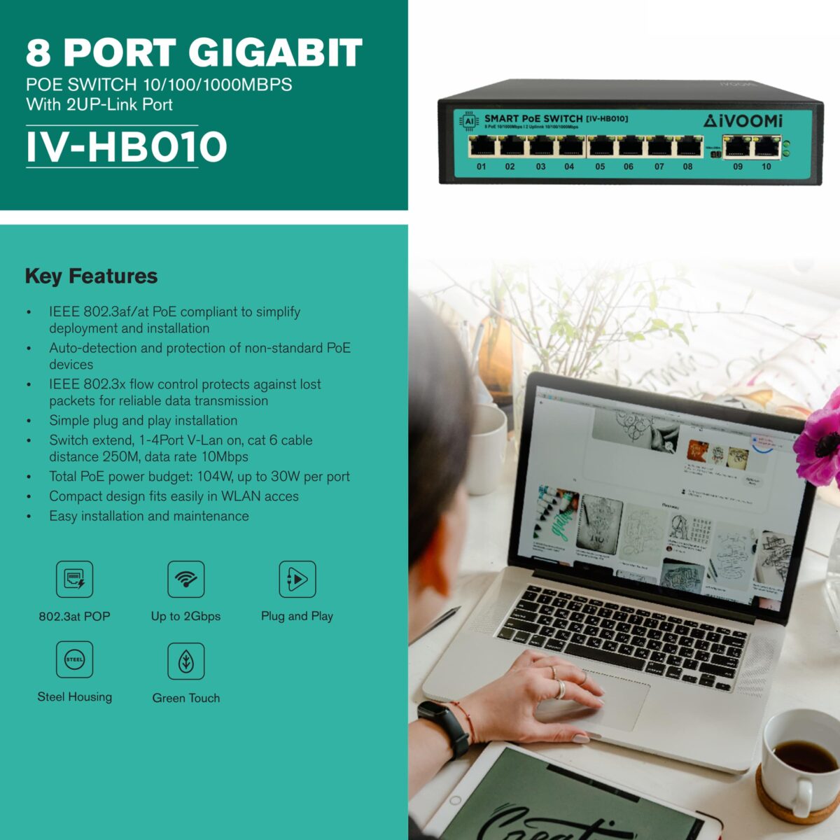 POE HB010 Desktop Switch - Image 4