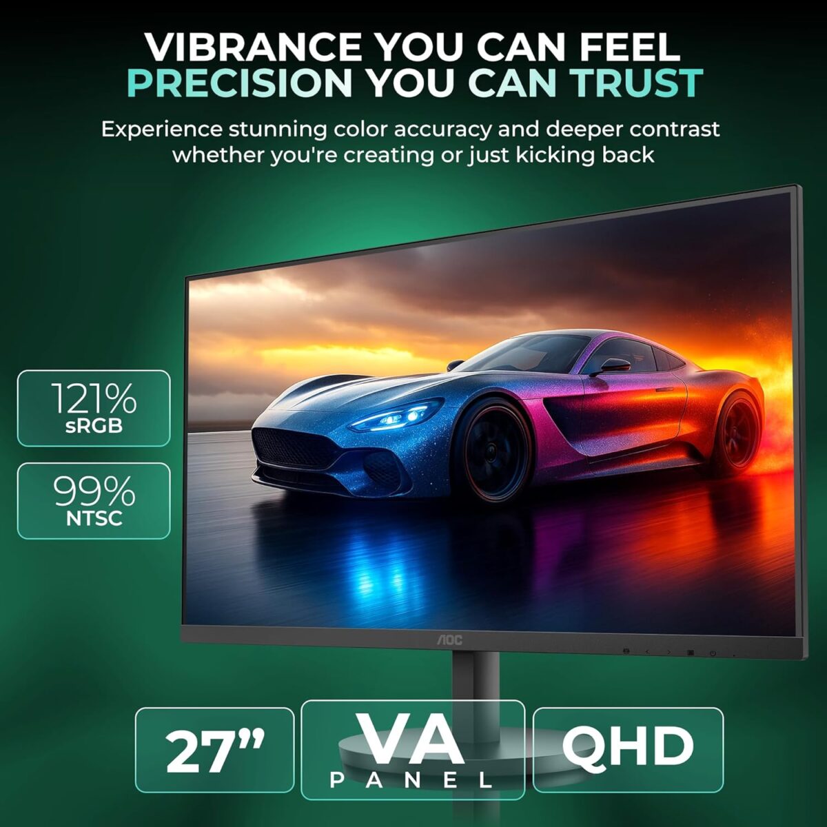 AOC Q27B3S2 Gaming Monitor 27 inch 2560 x 1440 Quad HD IPS Panel - Image 5