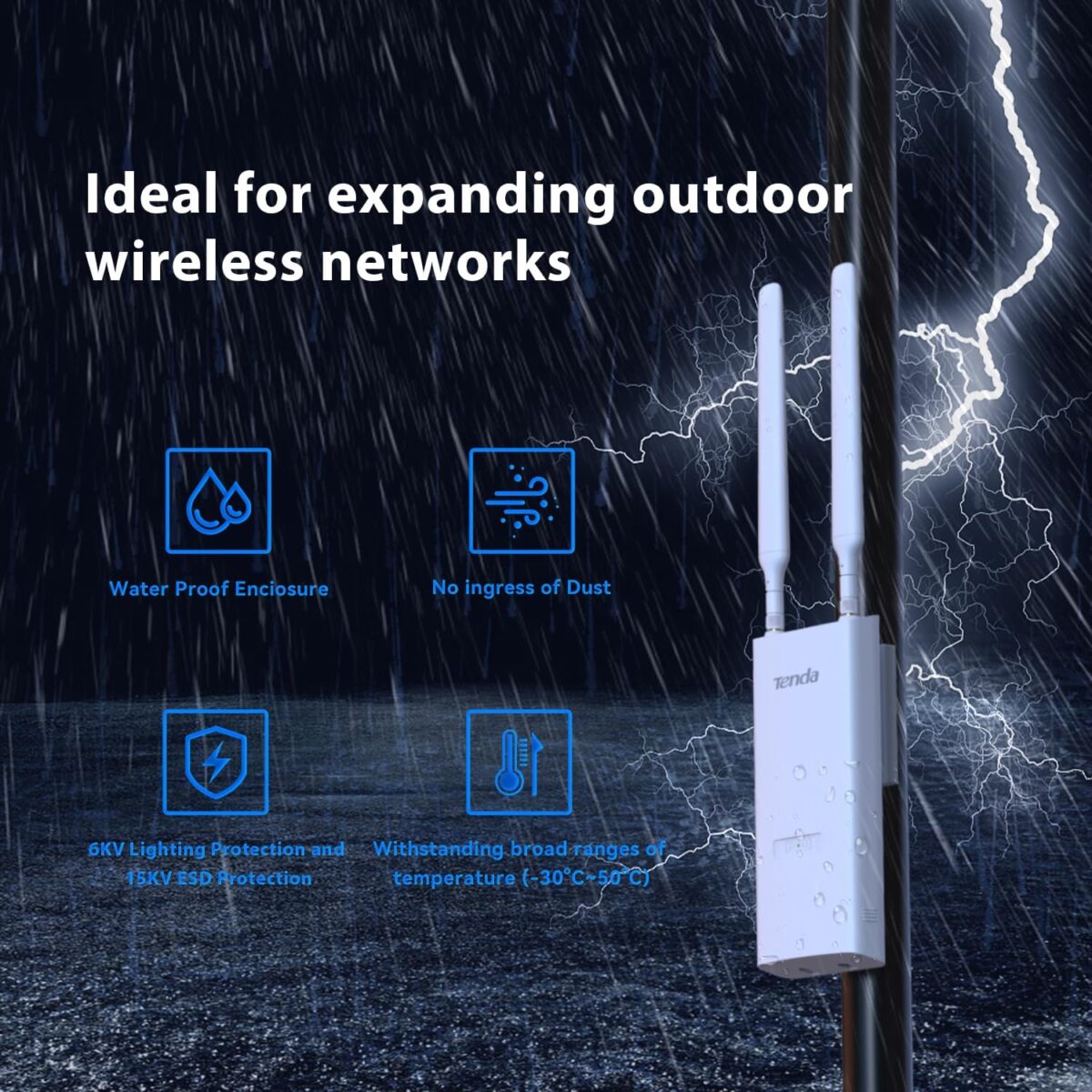 Tenda AC1200 Outdoor Gigabit Wi-Fi Access Point (OAP1200) - PoE Powered, Router/AP/Modes, Ideal for Backyard and Garage - Image 8