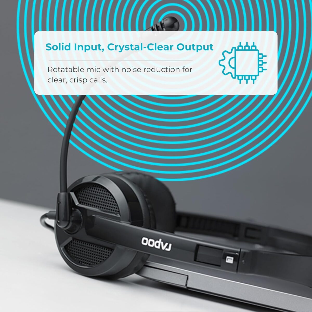 RAPOO H120 Stereo Wired Headphones On Ear Headphones with Microphone Noise-Reduction, USB, Pc/Mac/Laptop/Chrome OS - Image 7