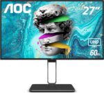 AOC U27U2DP 27" 4K Frameless Monitor, UHD 3840 x 2160, KVM, RJ45, USB-C Docking, Height Adjustable Stand