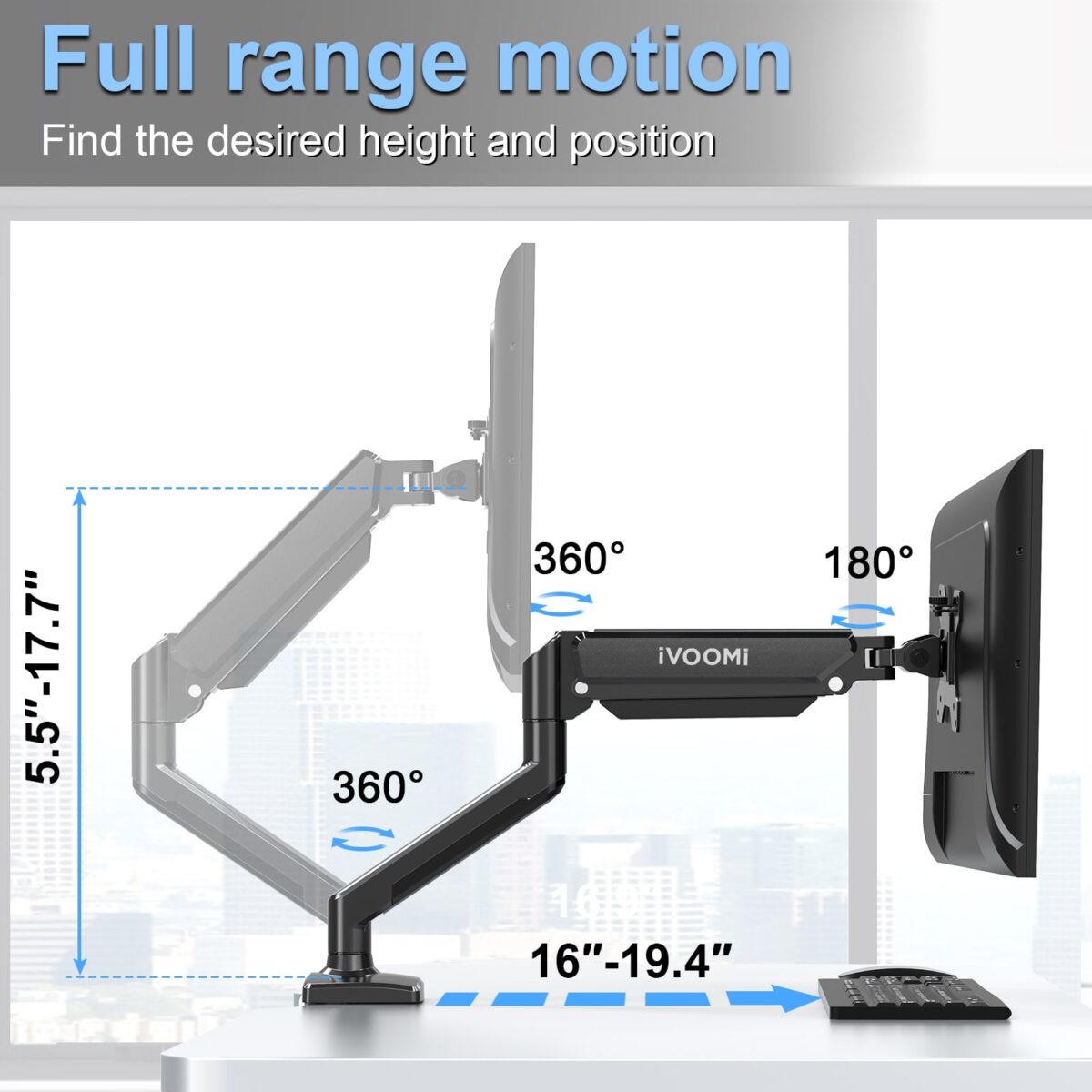 Single Destop Power Arm Black IV-ST01B - Image 4