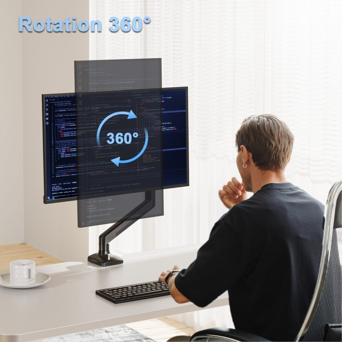 Single Destop Power Arm Black IV-ST01B - Image 6