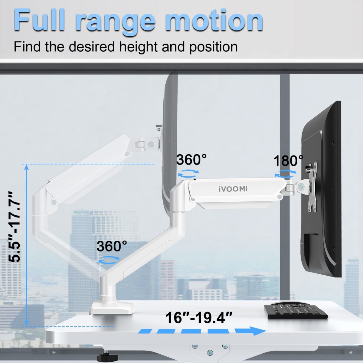 Single Destop Power Arm White IV-ST01W - Image 4
