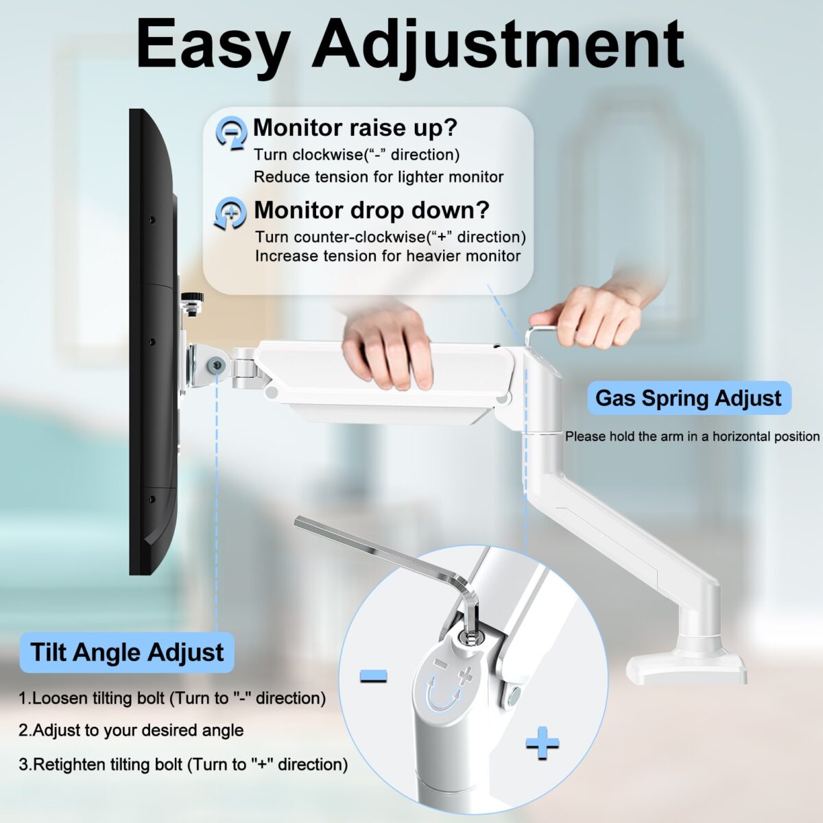 Single Destop Power Arm White IV-ST01W - Image 7