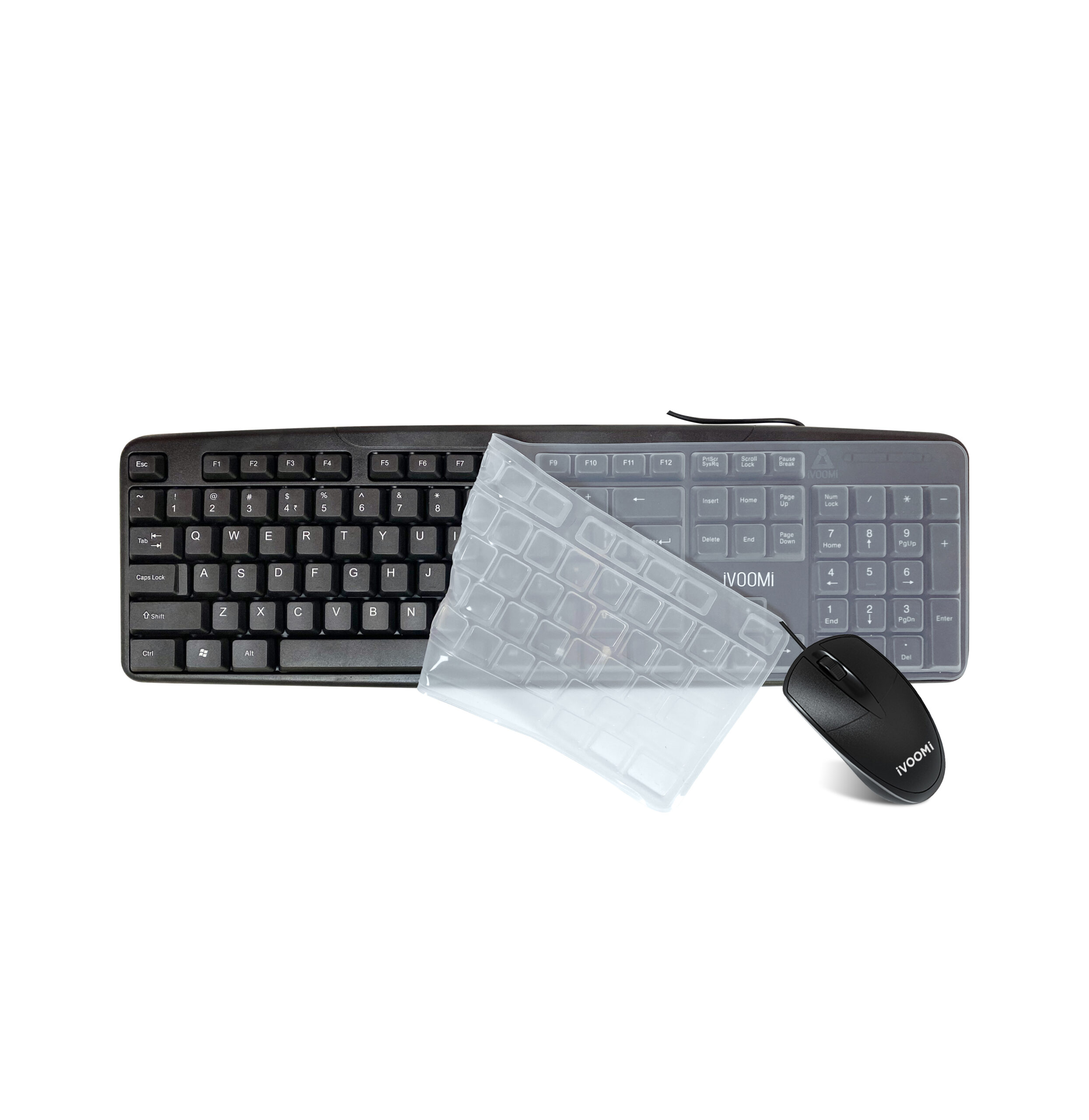 Super-2-scaled-1 IVooMI Wired Keyboard & Mouse Combo, BIS Approved, Spill Resistant, Plug & Play, Inlucded FREE KEYSKIN, Soft keys, Rupee Key, For Win/Mac/Linux, 1 year warranty - Image 1