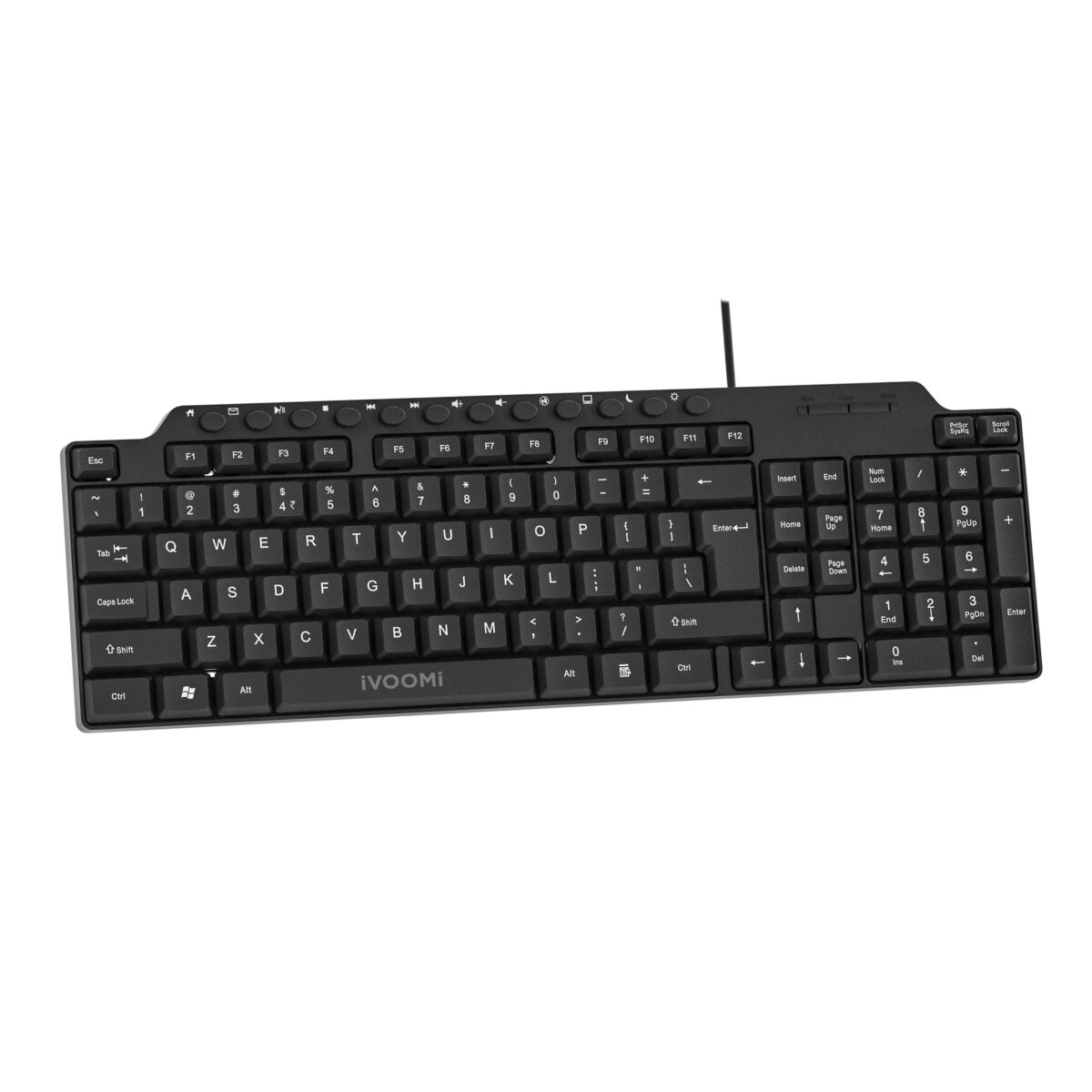 IVooMI Wired Keyboard: BIS approved, UV printed Ultra keys, Multimedia Keys, Compatible with Win/Mac/Linux, Compact & Lightweight for Easy Travel, LED indicators, 1 year warranty - Image 1