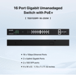 Tenda TEG1128P 24 Port Gigabit PoE Switch, with 24 Port PoE+@410W, 2 uplink gigabit RJ45 Ports and 2 SFP Ports - Image 2