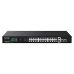 Tenda TEG1128P 24 Port Gigabit PoE Switch, with 24 Port PoE+@410W, 2 uplink gigabit RJ45 Ports and 2 SFP Ports