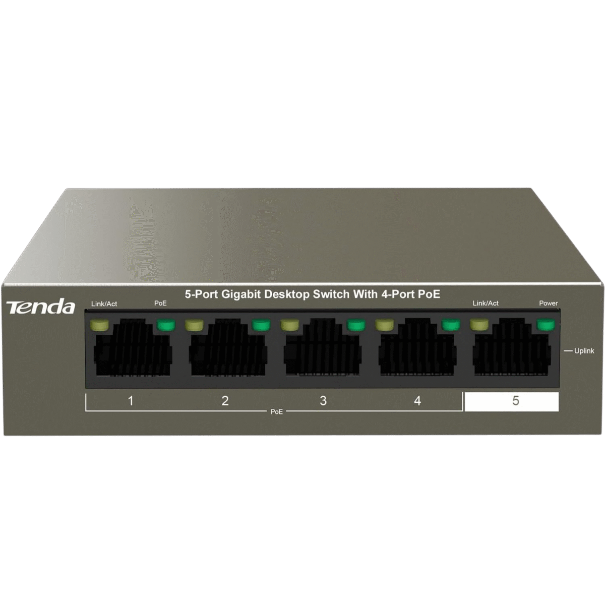 Tenda TEG1105P, 5 Port Gigabit PoE Switch Compatible with IEEE 802.3af/at Devices, Unmanaged PoE Switch with 4 Port PoE+@63W, Plug & Play - Image 1