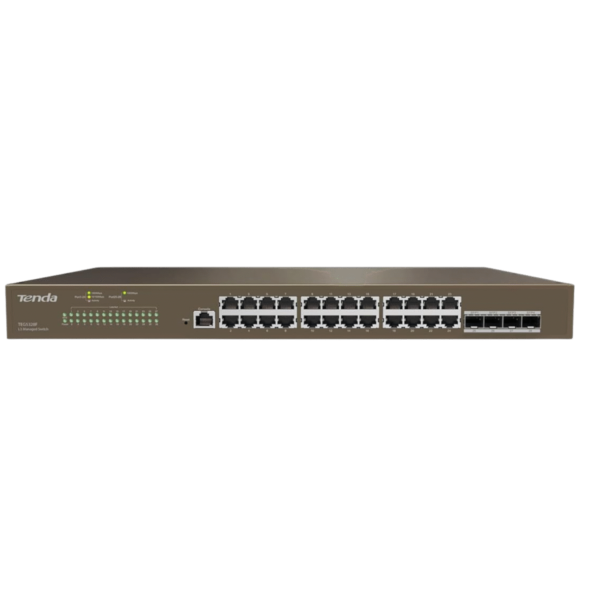 Tenda TEG5328F, Managed Layer 3 Switch, Rack Mountable Smart Ethernet Switch with 24 x Gigabit Base-T Ports & 4 x Gigabit SFP Slots - Image 1