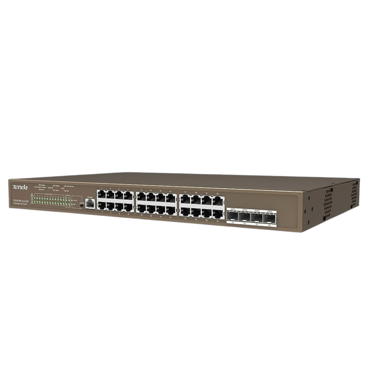 TENDA TEG5328P-24-410W 28-Port 10/100/1000Mbps L3 Managed PoE 24 Ports 1000 Mbps Fully Managed Network Switch  (Grey) - Image 1