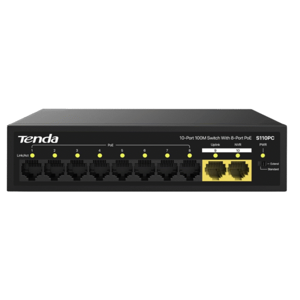 Tenda S110PC 10-Port 100M Lite PoE Switch with 8-Port PoE