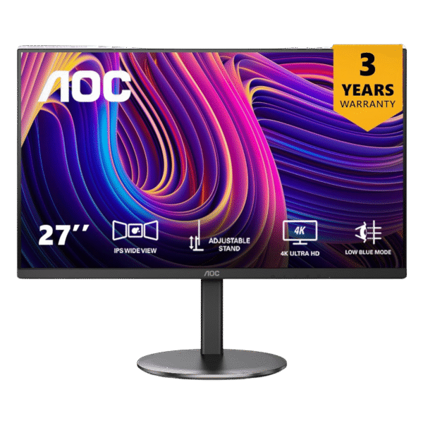 AOC U27V4 27" Gaming Monitor Ultra HD 4K, Frameless, Flicker-Free, Low Blue Light