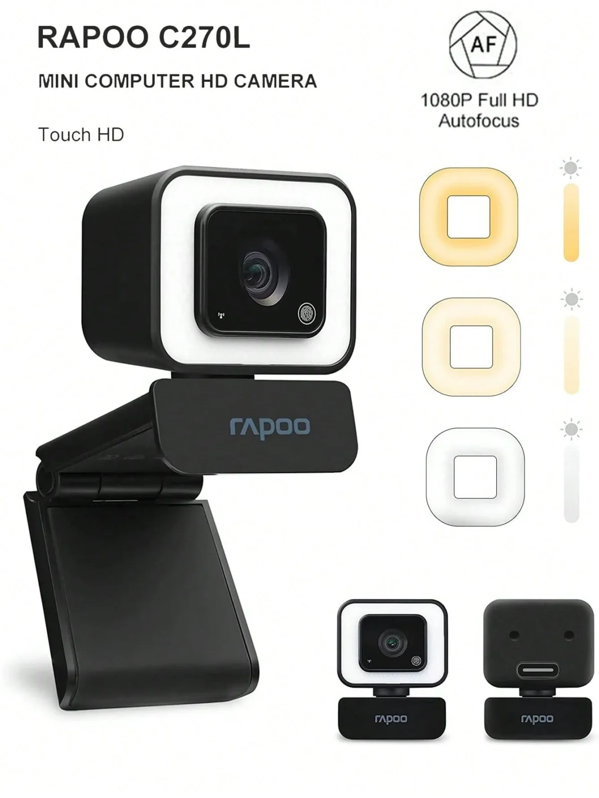 RAPOO C270L 2 HD Webcam with Built-In Microphone USB Connectivity - Image 2
