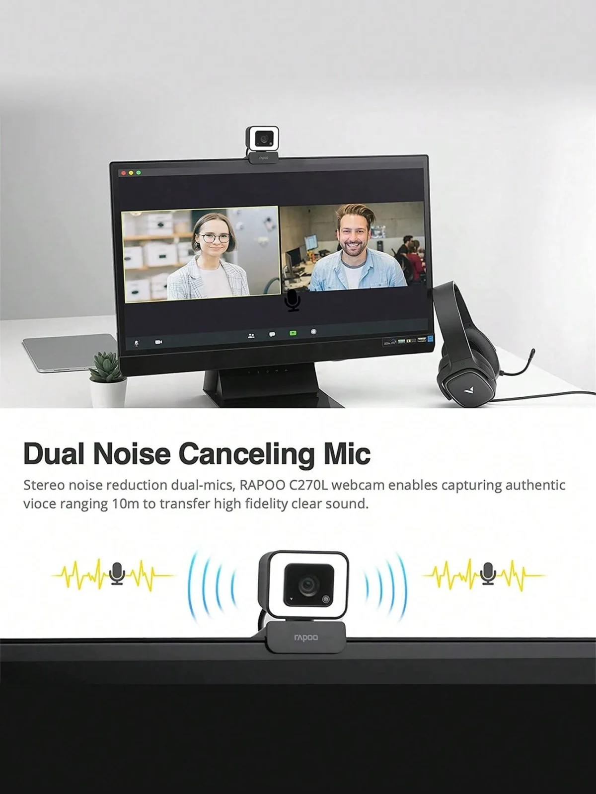 RAPOO C270L 2 HD Webcam with Built-In Microphone USB Connectivity - Image 9